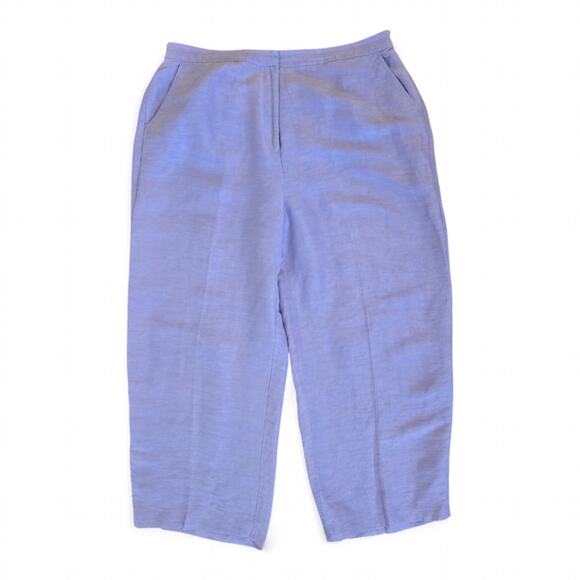 Eileen Fisher Petite Lavender Linen Silk Wide Leg Pants Size Petite Large - Picture 3 of 8